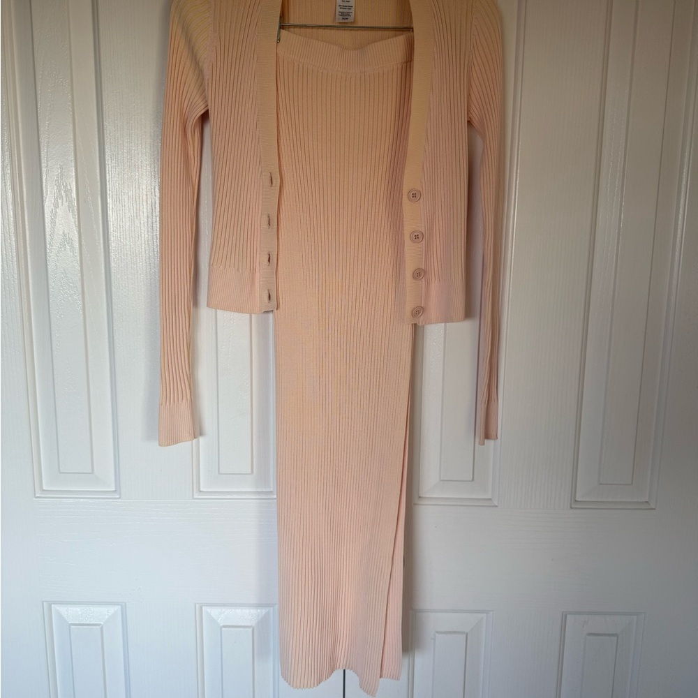 L*Space peach with pale yellow size medium Cardigan and size small skirt Set